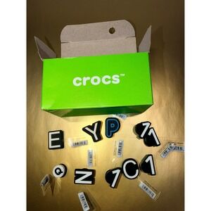 10 Crocs Jibbitz Shoe Charms Letters Numbers Black White Blue NEW